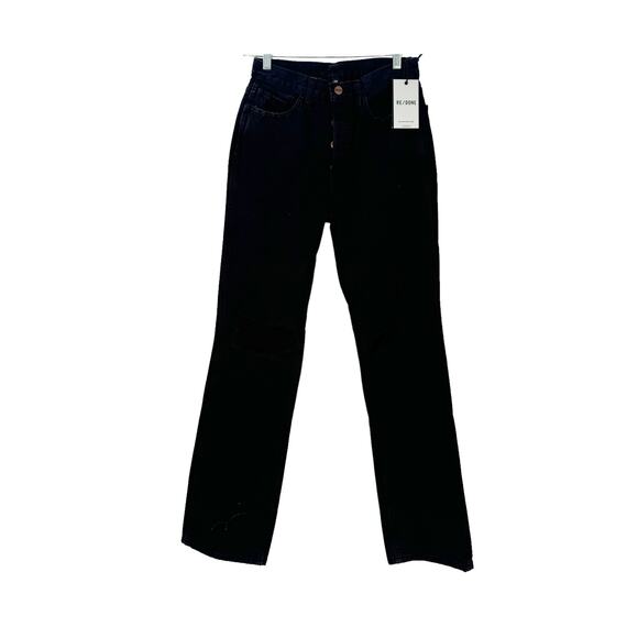 RE/Done Comfort Stretch High Rise Loose Fit Jeans Straight Leg Black Size 23 NWT - Picture 13 of 13